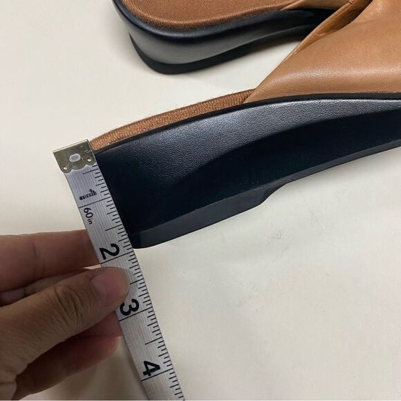 Clarks tan vintage Y2K square toe wedge slide chunky leather sandal comfort 9 - Picture 3 of 8